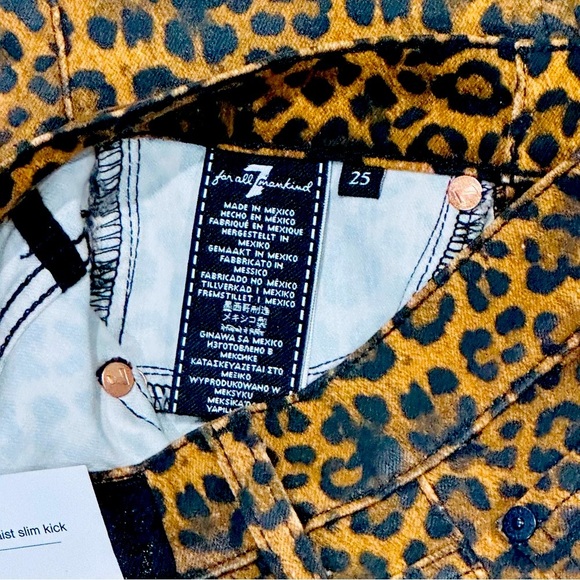👖🐆 7 FOR ALL MANKIND Leopard Kick Flare Jeans | NWT High Rise Stretch | Sz 25 - Picture 5 of 6